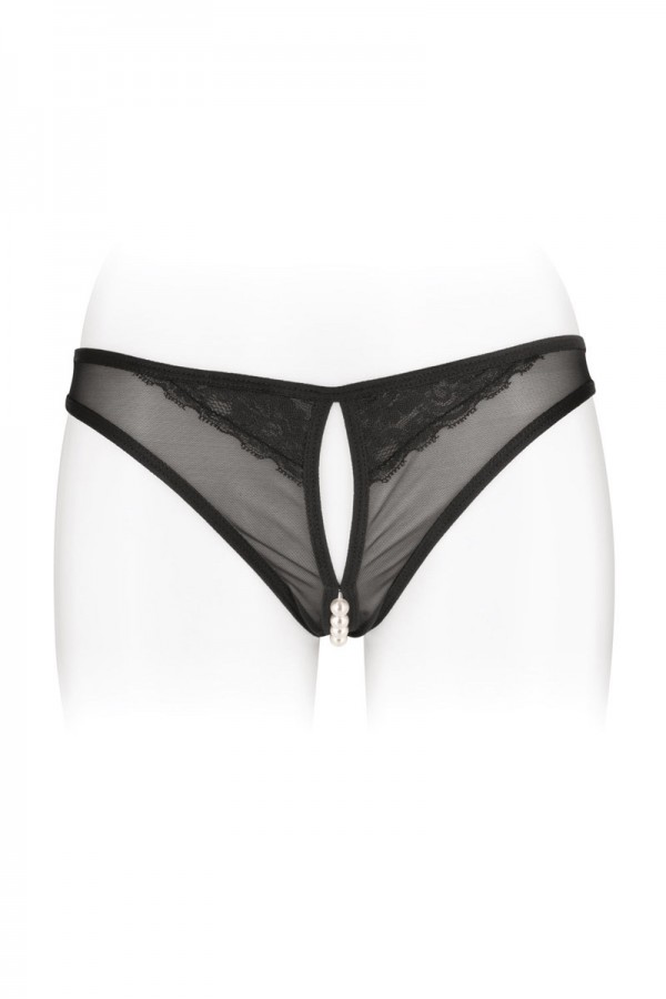 String ouvert avec perles Sophie - noir